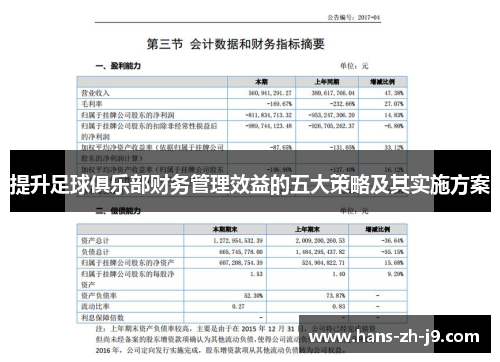 提升足球俱乐部财务管理效益的五大策略及其实施方案 提升足球俱乐部财务管理效益的五大策略及其实施方案