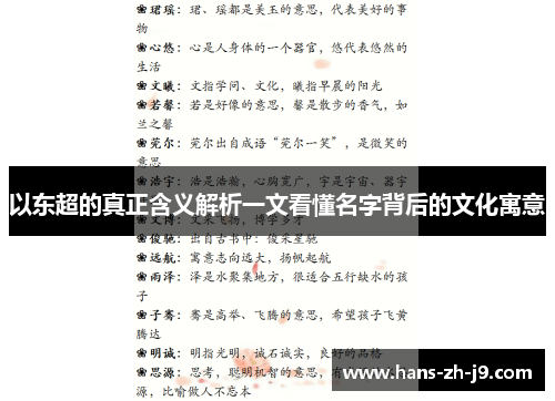 以东超的真正含义解析一文看懂名字背后的文化寓意 以东超的真正含义解析一文看懂名字背后的文化寓意